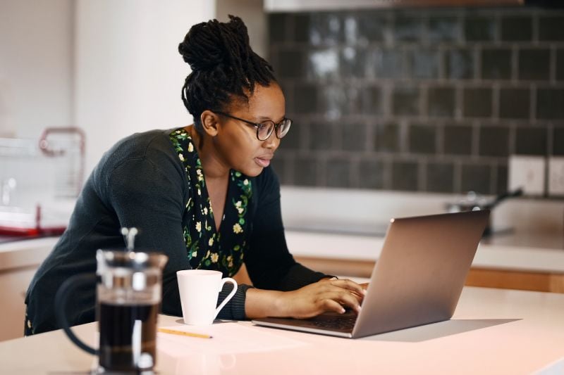 Employee working from kitchen