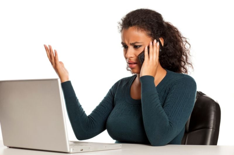 Woman complaining on phone