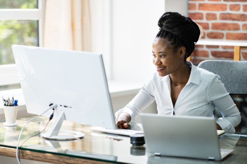Woman completing Workpro training