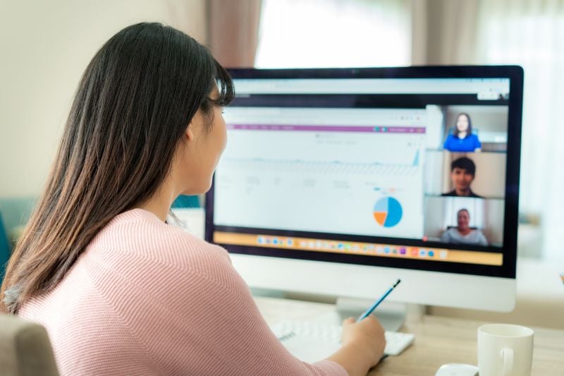 Woman remote working
