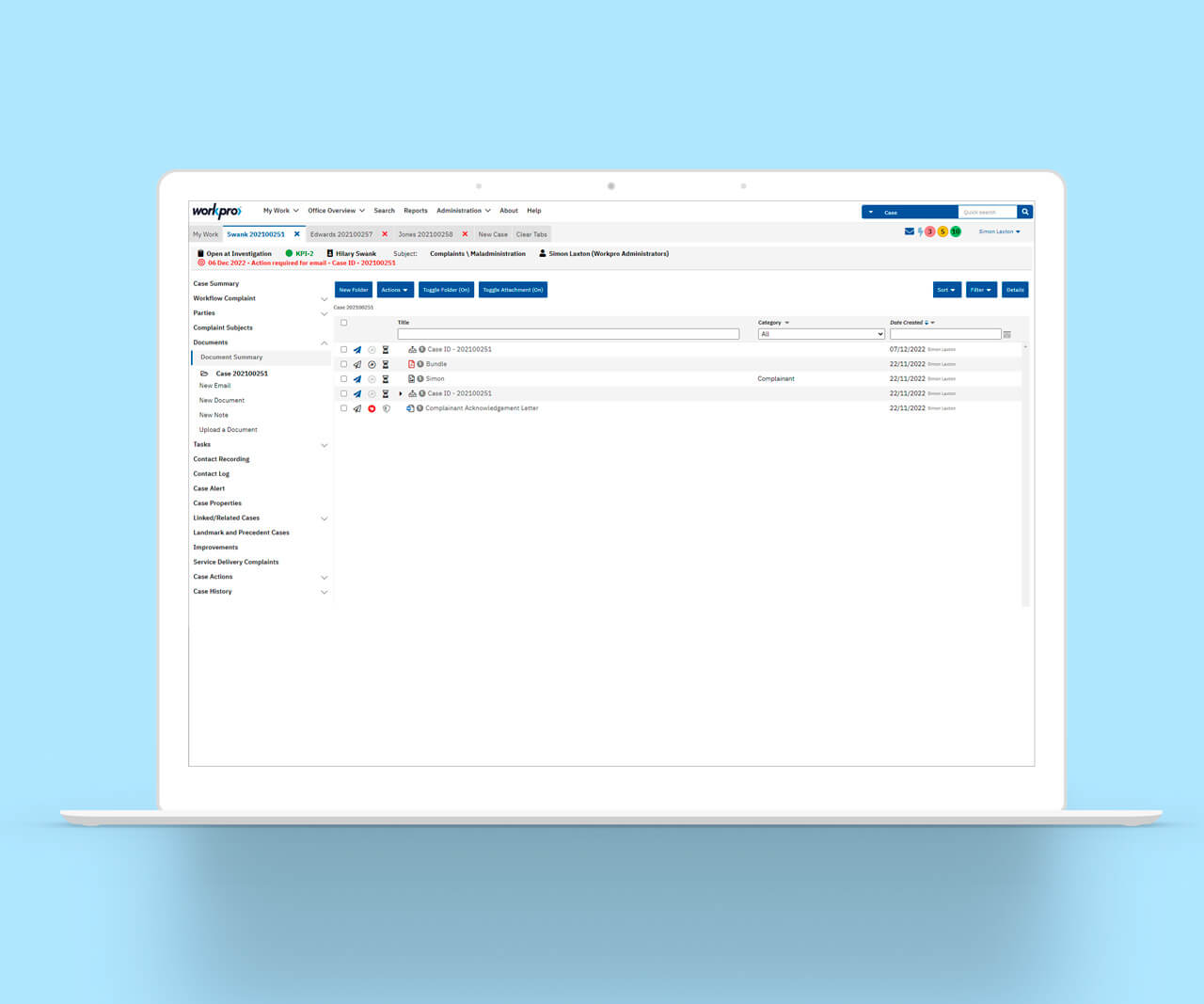 workpro-case-document-summary-screen
