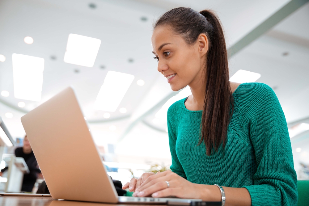 Woman working on laptop